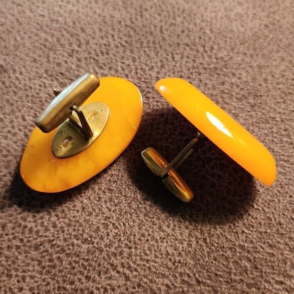 Butterscotch Amber gemstone cuff links from Lithuania Vintage - Picture 3 of 5